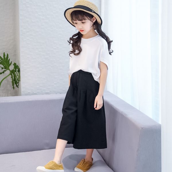 kids clothes girls clothes set new short sleeved t-shirt wide-leg pants suit cotton solid girls clothes, White
kids clothes girls clothes set new short sleeved t-shirt wide-leg pants suit cotton solid girls clothes, White