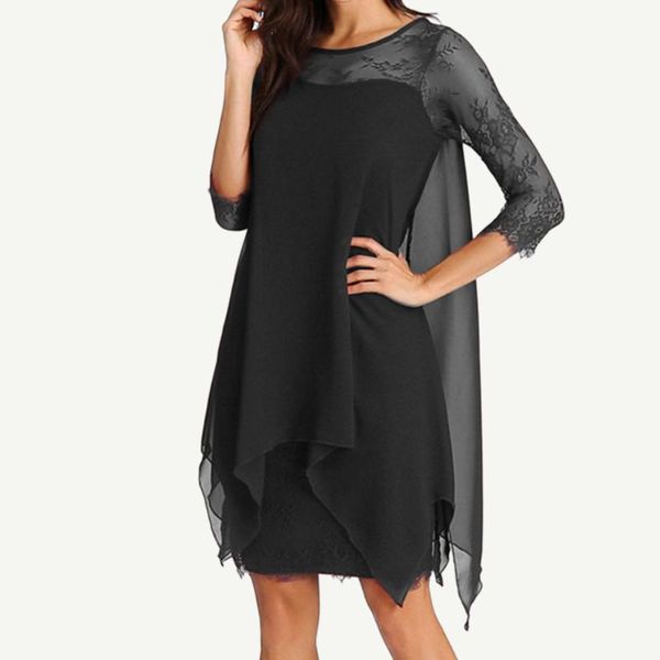 casual dresses women chiffon dress oversize s-5xl elegant mesh lace overlay autumn three quarter sleeve party vestidos, Black;gray
casual dresses women chiffon dress oversize s-5xl elegant mesh lace overlay autumn three quarter sleeve party vestidos, Black;gray