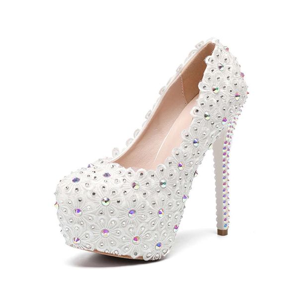 white lace flower high-heeled wedding sho thin flash diamond women's single, Black
white lace flower high-heeled wedding sho thin flash diamond women's single, Black