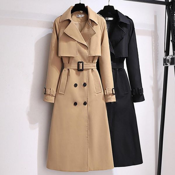 women's trench coats winter long coat women turn-down collar stylish double breasted sashes oversized female windbreaker autumn 2021, Tan;black
women's trench coats winter long coat women turn-down collar stylish double breasted sashes oversized female windbreaker autumn 2021, Tan;black