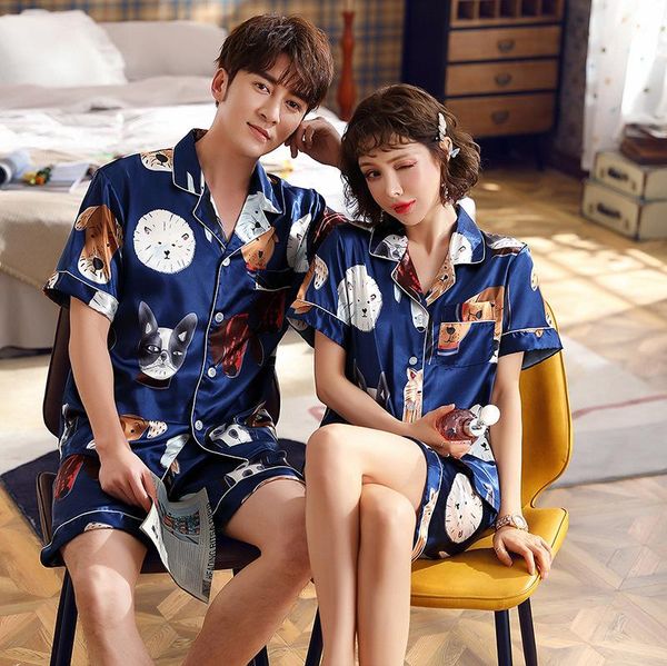 fzslcyiyi couple print cat dog short sleeve shorts pajama sets silk satin pijamas sleepwear home suit pyjama lovers' clothes, Black;brown
fzslcyiyi couple print cat dog short sleeve shorts pajama sets silk satin pijamas sleepwear home suit pyjama lovers' clothes, Black;brown