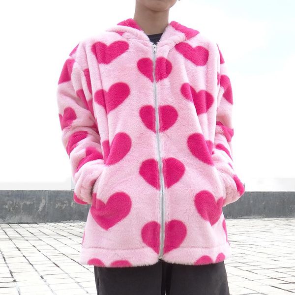 women's jackets 2021 winter couple coat cute pink heart print women jacket zipper hooded flannel harajuku lambswool loose high street o, Black;brown
women's jackets 2021 winter couple coat cute pink heart print women jacket zipper hooded flannel harajuku lambswool loose high street o, Black;brown