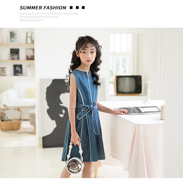 2021 new summer teenagers girl dress denim vest sleevesless dress with sashes kids fashion clothes e1914, Red;yellow
2021 new summer teenagers girl dress denim vest sleevesless dress with sashes kids fashion clothes e1914, Red;yellow