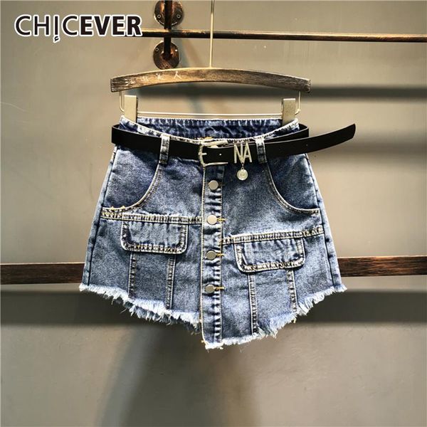 women's shorts chicever minimalist solid patchwork tassel denim skirts female high waist loose summer short for women 2021 fashion, White;black
women's shorts chicever minimalist solid patchwork tassel denim skirts female high waist loose summer short for women 2021 fashion, White;black