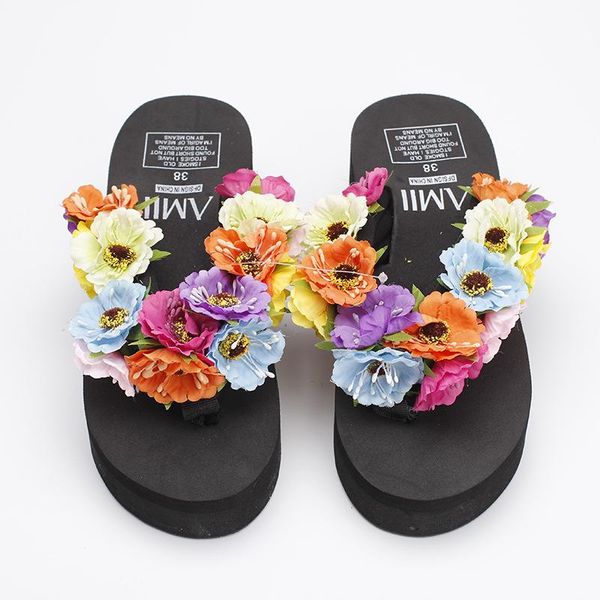 slippers summer female beach holidays sandals handmade flowers spell color heavy-bottomed flip flops women shoes, Black
slippers summer female beach holidays sandals handmade flowers spell color heavy-bottomed flip flops women shoes, Black