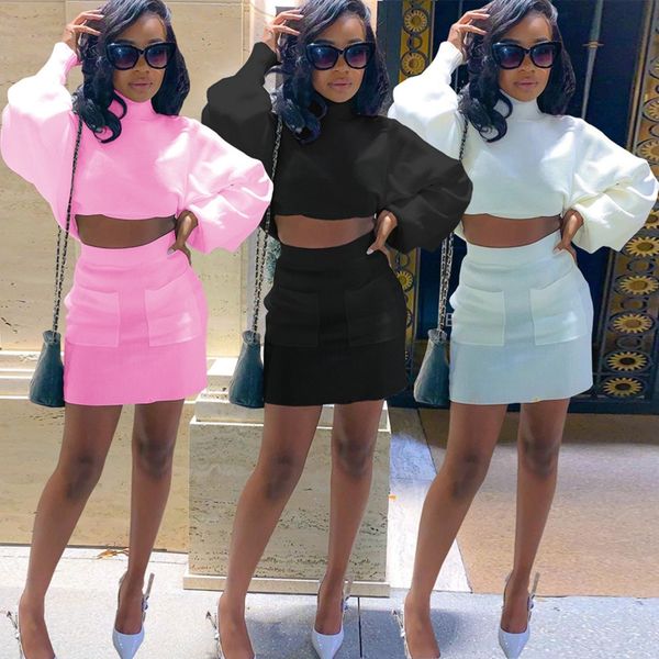 women tracksuits autumn outfits turtleneck solid color puff sleeves and skirt suit casual sweatsuits two piece set, White
women tracksuits autumn outfits turtleneck solid color puff sleeves and skirt suit casual sweatsuits two piece set, White
