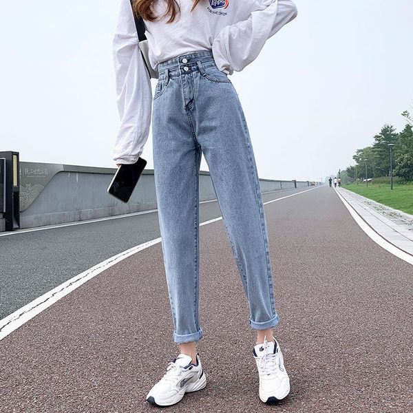 women's jeans high waist woman ankle-length harem pants street style elastic denim vintage casual washed boyfriend, Blue
women's jeans high waist woman ankle-length harem pants street style elastic denim vintage casual washed boyfriend, Blue