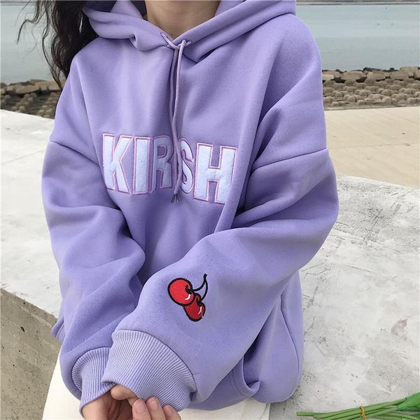 harajuku fashion women hoodies sweet cherry embroidery hooded sweatshirt loose hooded letter women pullovers, Black 
harajuku fashion women hoodies sweet cherry embroidery hooded sweatshirt loose hooded letter women pullovers, Black