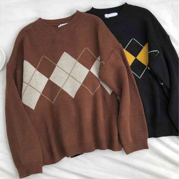 Winter Knitted Sweater Women Oversized Argyle Sweaters Fashion Clothes Famale Long Sleeve Korean Crop Top Women Ropa De Mujer, White;black
Winter Knitted Sweater Women Oversized Argyle Sweaters Fashion Clothes Famale Long Sleeve Korean Crop Top Women Ropa De Mujer, White;black