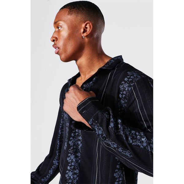 black striped pattern men's long-sleeved shirt comfortable fit fashion travel office entertainment, White;black
black striped pattern men's long-sleeved shirt comfortable fit fashion travel office entertainment, White;black