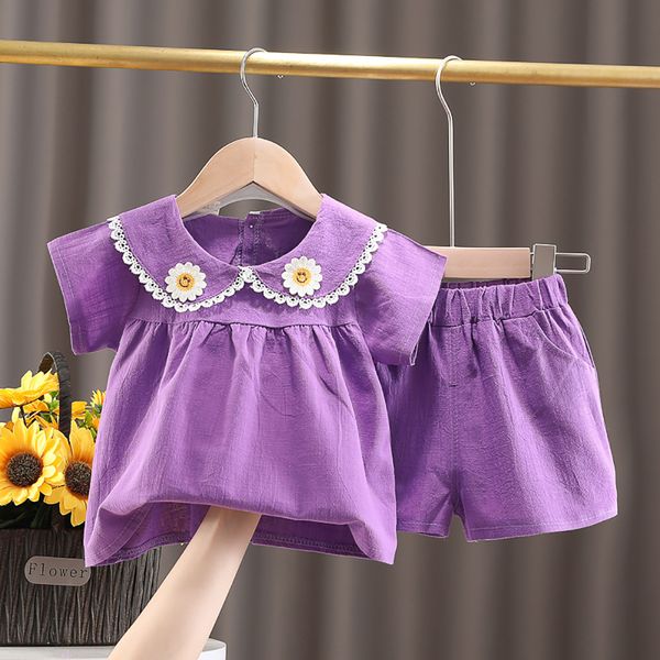 new good quality factory price fashion selling childrens solid color round neck dress shorts two-piece suit, White
new good quality factory price fashion selling childrens solid color round neck dress shorts two-piece suit, White