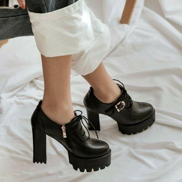 dress shoes women's round toe lace up brogue pumps british casual high block heel, Black
dress shoes women's round toe lace up brogue pumps british casual high block heel, Black