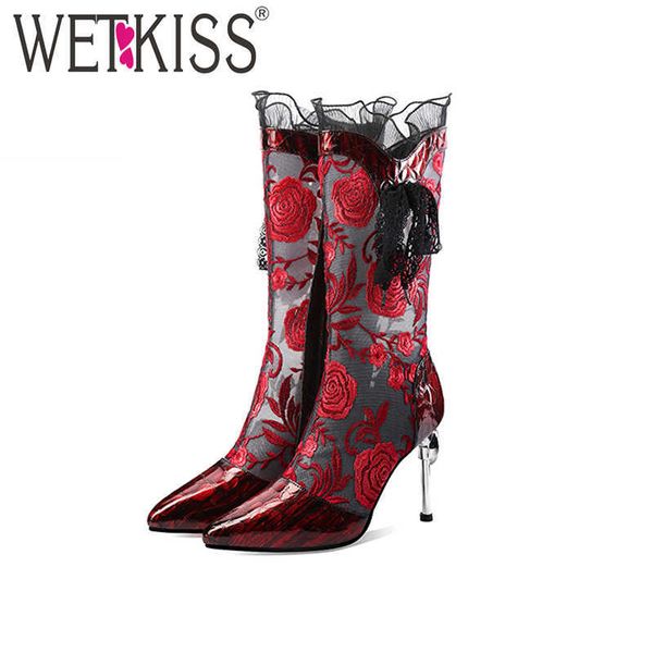 wetkiss lotus leaf mesh shoes mid calf boots pointed zip mesh summer silver heels rubber shoes patchwork boots 210630, Black
wetkiss lotus leaf mesh shoes mid calf boots pointed zip mesh summer silver heels rubber shoes patchwork boots 210630, Black