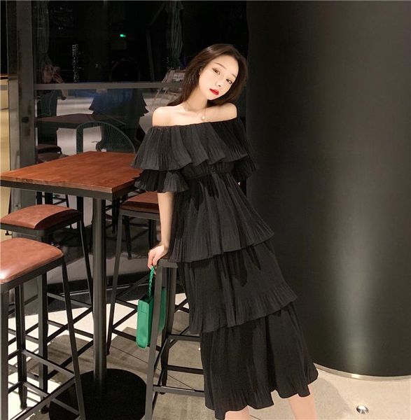 casual dresses 2021 women spring summer midi dress chiffon off shoulder ruffles black party layered ladies club vestidos femme, Black;gray
casual dresses 2021 women spring summer midi dress chiffon off shoulder ruffles black party layered ladies club vestidos femme, Black;gray