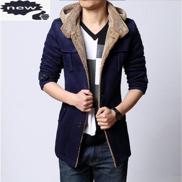 winter fleece lined wool trench coat korean style slim fit thick warm windbreaker fashion hooded jacket men plus size 5xl, Black
winter fleece lined wool trench coat korean style slim fit thick warm windbreaker fashion hooded jacket men plus size 5xl, Black