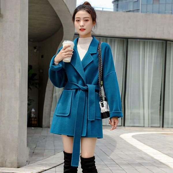 women's wool & blends blend coats winter thicken casual loose elegant solid lapel woolen coat with belt slim mid length korean outwear, Black
women's wool & blends blend coats winter thicken casual loose elegant solid lapel woolen coat with belt slim mid length korean outwear, Black
