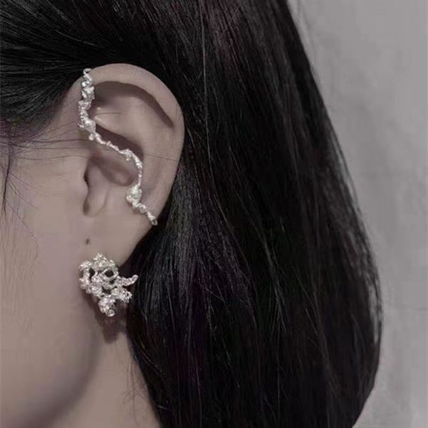 hbp fashion french payment personalized handmade special texture stud bone clip ear hanging female tassel earrings, Silver 
hbp fashion french payment personalized handmade special texture stud bone clip ear hanging female tassel earrings, Silver