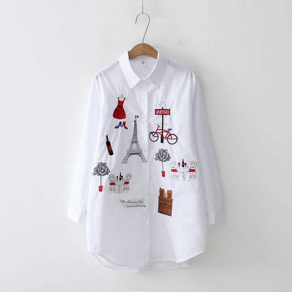 fashion embroidery women blouses cotton shirts spring fall female casual ladies female blusas mujer 210302, White
fashion embroidery women blouses cotton shirts spring fall female casual ladies female blusas mujer 210302, White