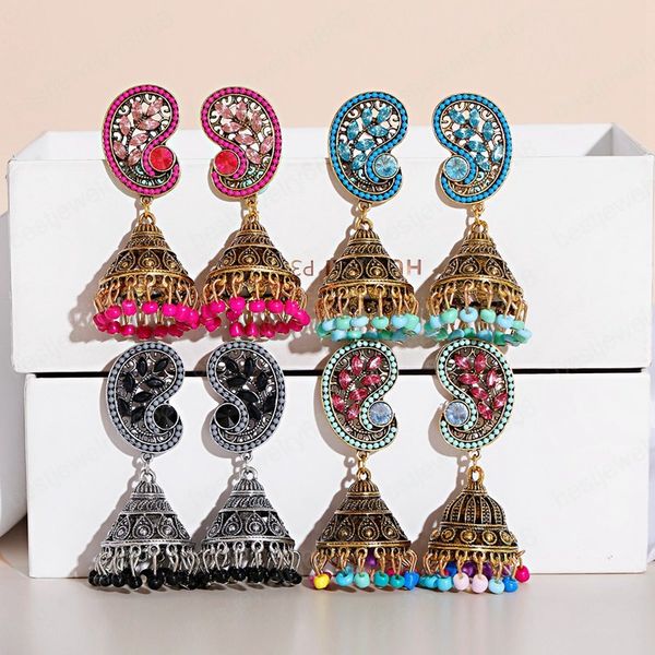 classic retro women's leaf rhinestone jhumka dangle earrings vintage turkey boho bells beads tassel earring, Silver
classic retro women's leaf rhinestone jhumka dangle earrings vintage turkey boho bells beads tassel earring, Silver