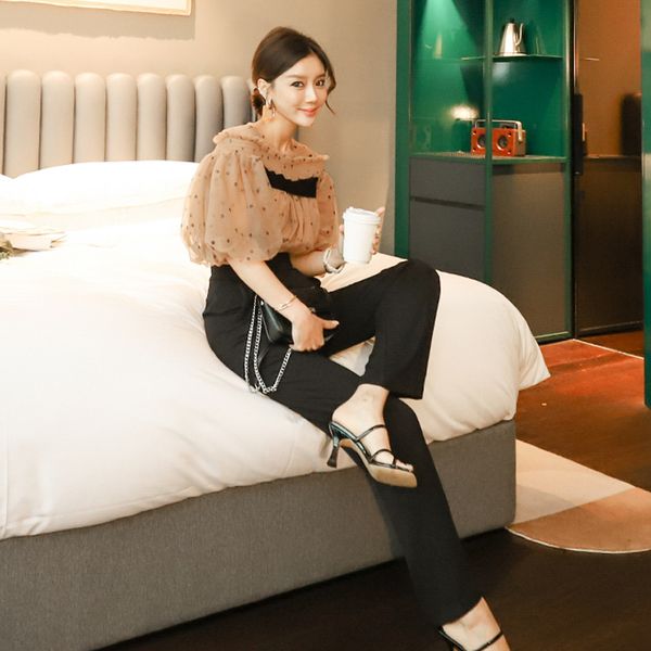 of korean-style two-piece pants short sleeve slash neck shirt + thin waist women's clothing t7215 mt4q, White
of korean-style two-piece pants short sleeve slash neck shirt + thin waist women's clothing t7215 mt4q, White