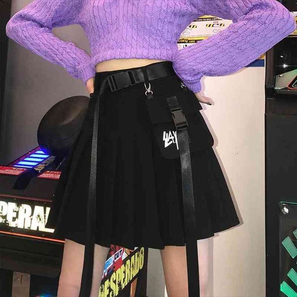 women fashion belted pocketed pleated skirts casual high waist a line mini skirt ladies cool high street punk skirts, Black
women fashion belted pocketed pleated skirts casual high waist a line mini skirt ladies cool high street punk skirts, Black