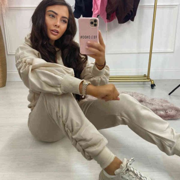 women's two piece pants ensemble with hoodie, sportswer nd two pieces loose nd solid color sweter, for utumn nd winter xwow, White
women's two piece pants ensemble with hoodie, sportswer nd two pieces loose nd solid color sweter, for utumn nd winter xwow, White