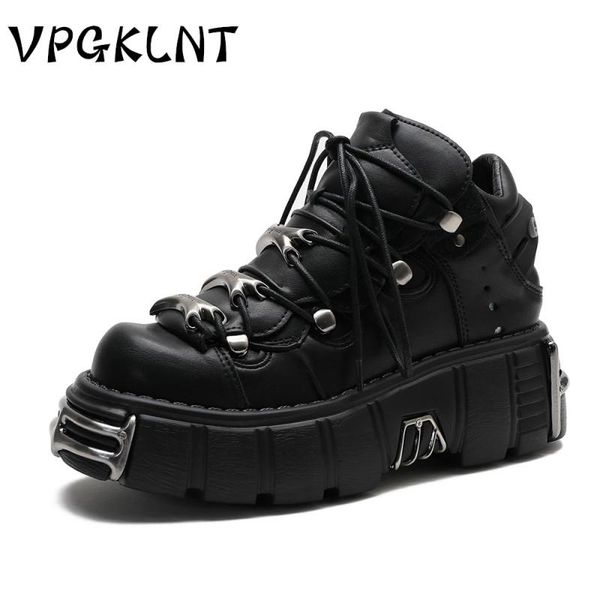 boots punk style women shoes lace-up heel height 6cm platform woman gothic ankle metal decor sneakers, Black
boots punk style women shoes lace-up heel height 6cm platform woman gothic ankle metal decor sneakers, Black