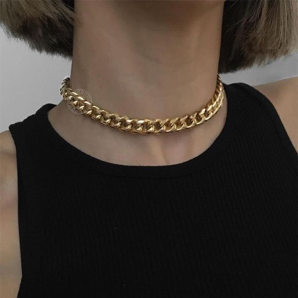 chokers punk 11mm big curb chain choker necklace for women girls chunky stainless steel minimalist jewelry adjustable dn178a, Golden;silver
chokers punk 11mm big curb chain choker necklace for women girls chunky stainless steel minimalist jewelry adjustable dn178a, Golden;silver
