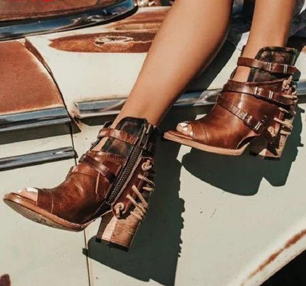 boots rome ankle vintage leather casual high heels square strap zipper peep toe summer shoes for women plus size 35-43, Black
boots rome ankle vintage leather casual high heels square strap zipper peep toe summer shoes for women plus size 35-43, Black