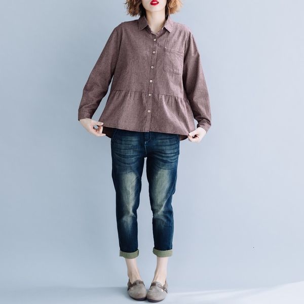 female blouse autumn small plaid shirt sleeve shredded women's clothing ta9291 s7cw, White
female blouse autumn small plaid shirt sleeve shredded women's clothing ta9291 s7cw, White