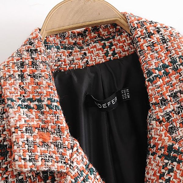 women's suits & blazers plaid double breasted tweed coat women elegant ladies long sleeve female outerwear blaser 2021 winter vintage, White;black
women's suits & blazers plaid double breasted tweed coat women elegant ladies long sleeve female outerwear blaser 2021 winter vintage, White;black