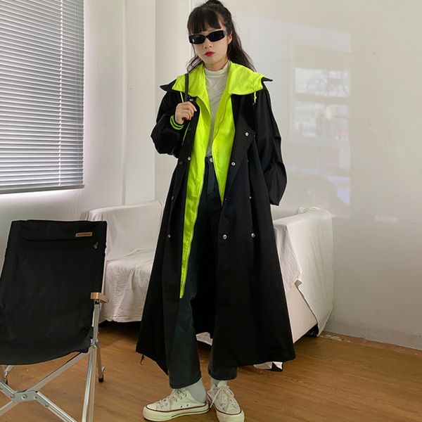 fake 2 piece splicing design long sleeve women windbreaker plus size trench coat outwear belt queen spring clothing 2021, Black;brown
fake 2 piece splicing design long sleeve women windbreaker plus size trench coat outwear belt queen spring clothing 2021, Black;brown