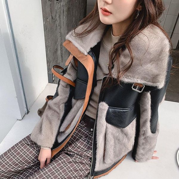 women's fur & faux oftbuy 2021 genuine leather winter jacket women fashion coat natural real mink thick warm outerwear streetwear locom, Black
women's fur & faux oftbuy 2021 genuine leather winter jacket women fashion coat natural real mink thick warm outerwear streetwear locom, Black