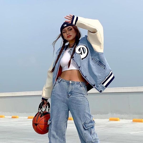 women's jackets vintage denim patchwork long sleeve women jacket pocket button letter print casual female coat high street embroidery, Black;brown
women's jackets vintage denim patchwork long sleeve women jacket pocket button letter print casual female coat high street embroidery, Black;brown