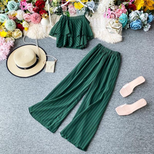 women's tracksuits amolapha women chiffon striped straps +wide leg pants two pieces sets summer clothing set suits, Gray
women's tracksuits amolapha women chiffon striped straps +wide leg pants two pieces sets summer clothing set suits, Gray