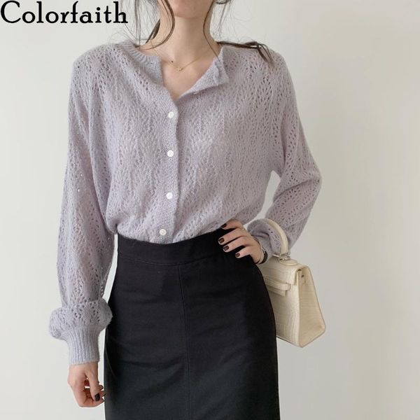 colorfaith 2021 autumn winter women's hollow out knitwear stylish knitted button cardigans korean lady sweaters swc3331, White 
colorfaith 2021 autumn winter women's hollow out knitwear stylish knitted button cardigans korean lady sweaters swc3331, White