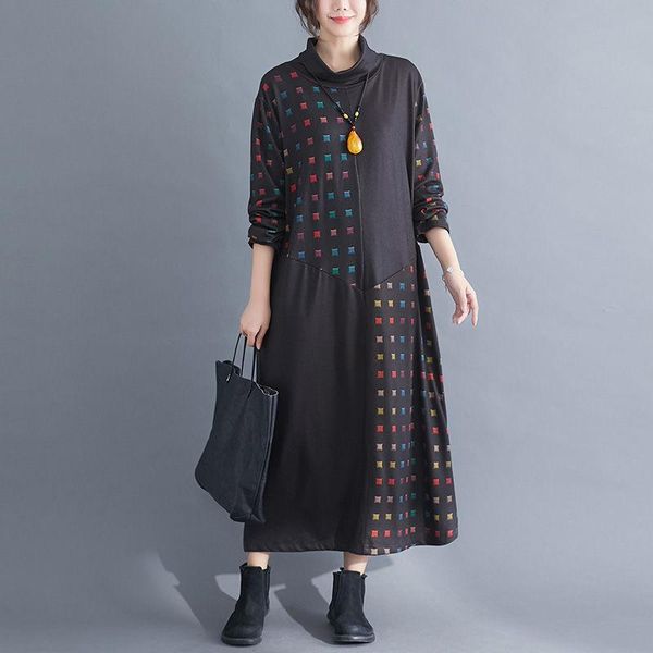 casual dresses patchwork long autumn and winter korean dress large size loose print high collar sleeve women shirt vestidos y304, Black;gray
casual dresses patchwork long autumn and winter korean dress large size loose print high collar sleeve women shirt vestidos y304, Black;gray