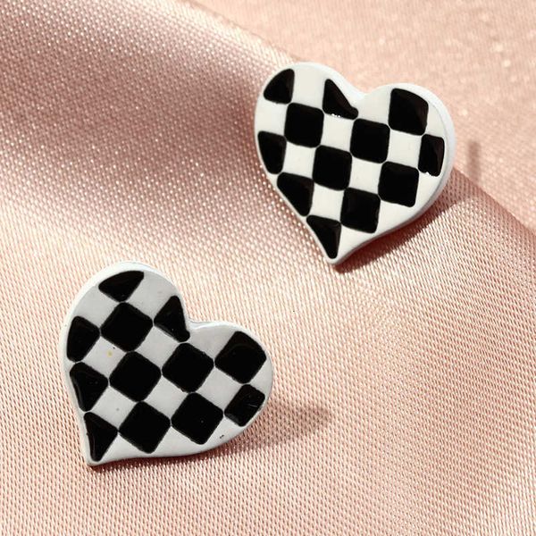ez3294 fashion accessories lovely sweet peach heart temperament black and white love earrings, Silver
ez3294 fashion accessories lovely sweet peach heart temperament black and white love earrings, Silver