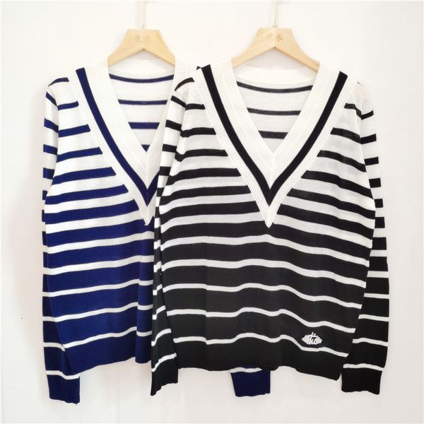 women's sweaters embroidery knitwear autumn large v-neck striped pullover clothing sweater designer luxury 0z5c, White;black
women's sweaters embroidery knitwear autumn large v-neck striped pullover clothing sweater designer luxury 0z5c, White;black