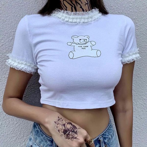 new summer o neck lace short sleeve cute floral crop t shirt harajuku gothic graphic tees women kawaii print bear, White
new summer o neck lace short sleeve cute floral crop t shirt harajuku gothic graphic tees women kawaii print bear, White