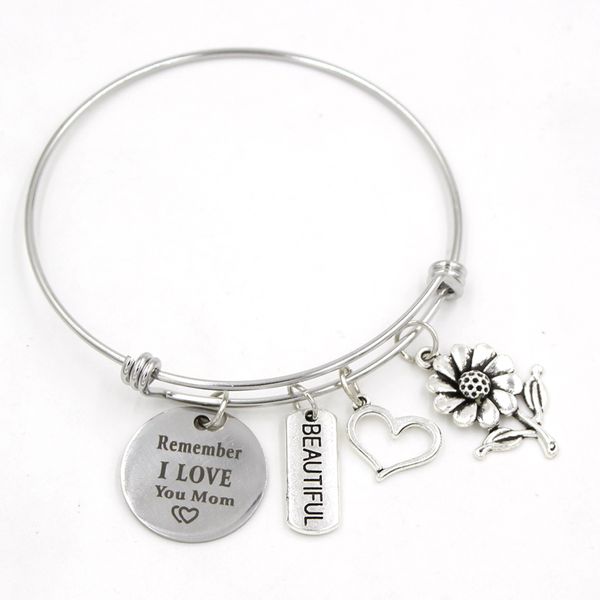 new arrival wholesale mother gift stainless steel bangle remember i love your mom bracelet for mom mama mother's day birthday gifts, Golden;silver
new arrival wholesale mother gift stainless steel bangle remember i love your mom bracelet for mom mama mother's day birthday gifts, Golden;silver
