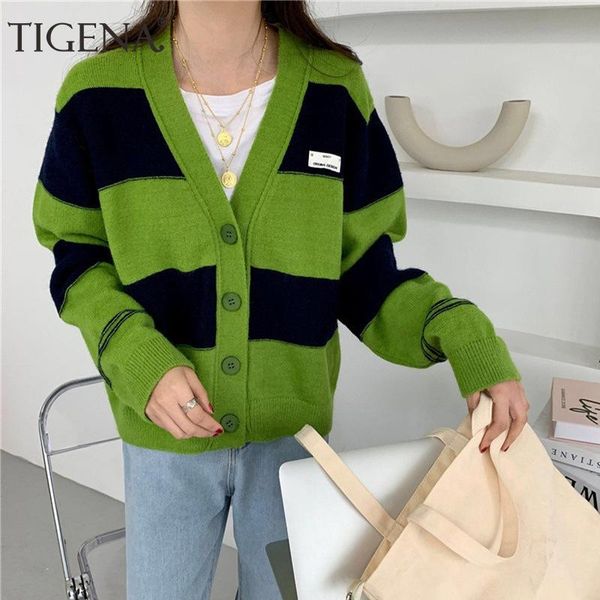 women's knits & tees tigena green striped cardigan for women 2021 autumn winter casual preppy style long sleeve loose sweater female co, White
women's knits & tees tigena green striped cardigan for women 2021 autumn winter casual preppy style long sleeve loose sweater female co, White