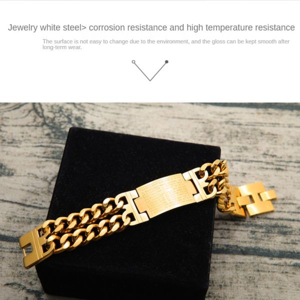 chain titanium steel anti-allergy quality bracelet 21/19 cm long cross english bible on the lord's prayer book religious (does not fade, Black
chain titanium steel anti-allergy quality bracelet 21/19 cm long cross english bible on the lord's prayer book religious (does not fade, Black