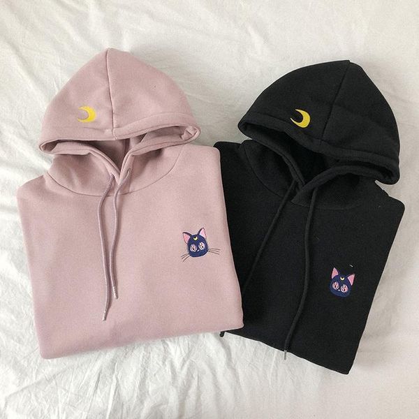 embroidered moon cat pink hoodies women kawaii korean style loose sweatshirt hooded pullovers, Black
embroidered moon cat pink hoodies women kawaii korean style loose sweatshirt hooded pullovers, Black