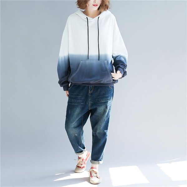 women's hoodies & sweatshirts fashion blue gradient color large size women spring autumn casual loose hooded long sleeve cotton coat 20, Black
women's hoodies & sweatshirts fashion blue gradient color large size women spring autumn casual loose hooded long sleeve cotton coat 20, Black