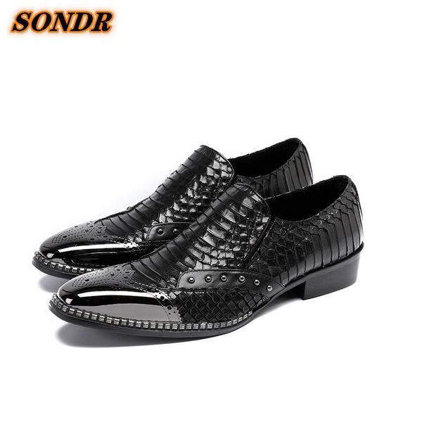 dress shoes korean style men genuine leather round toe rivet slip on for wedding snake skin oxford calzado hmbre, Black
dress shoes korean style men genuine leather round toe rivet slip on for wedding snake skin oxford calzado hmbre, Black