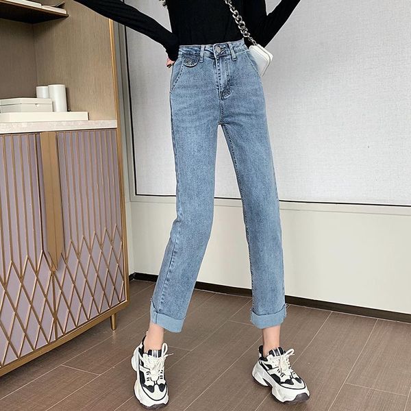women's jeans retro simple high waist women loose thin straight pants curling wild 2021, Blue
women's jeans retro simple high waist women loose thin straight pants curling wild 2021, Blue