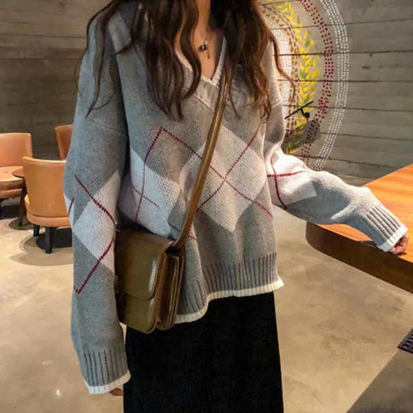 all games loose office shredded argyle full-sleeved preppy chic pullovers casual fall with cleavage v mesh female sweaters qecq, White;black
all games loose office shredded argyle full-sleeved preppy chic pullovers casual fall with cleavage v mesh female sweaters qecq, White;black