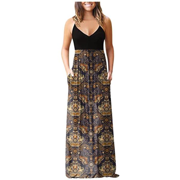 casual dresses patchwork floral print maxi dress spaghetti strap v-neck long female elegant party, Black;gray
casual dresses patchwork floral print maxi dress spaghetti strap v-neck long female elegant party, Black;gray