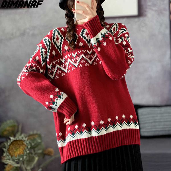 plus size women knitting sweaters christmas style print warm red fashion casual vintage autumn loose year sweater 210531, White;black
plus size women knitting sweaters christmas style print warm red fashion casual vintage autumn loose year sweater 210531, White;black
